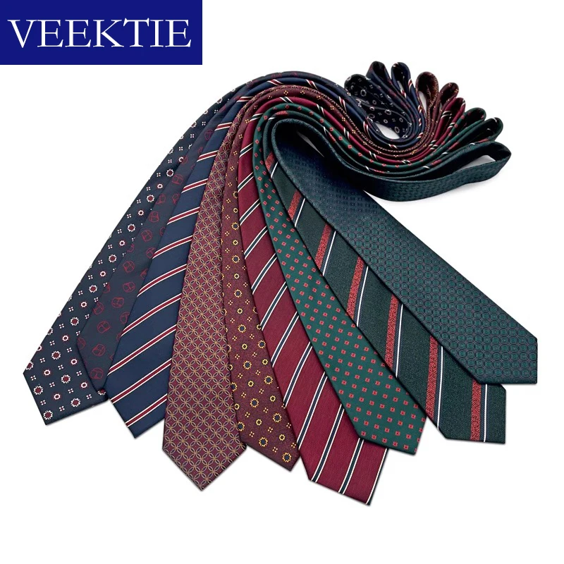 VEEKTIE Brand Vintage Neckties Men 8cm Classic Striped Floral Print Pattern Christmas Holiday Geometry Jacquard Shirts Groomsmen