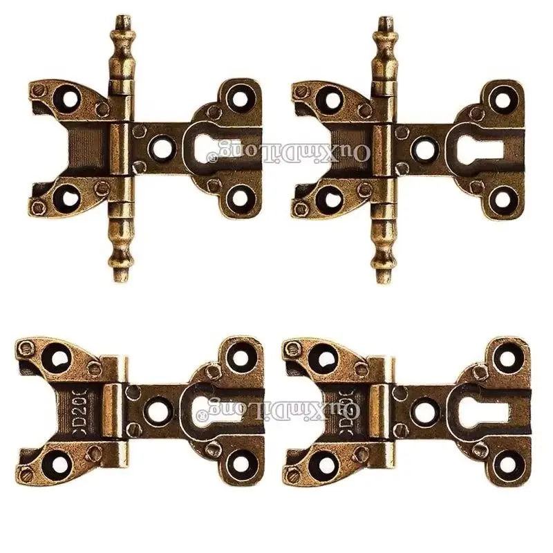 Classic 4PCS Zinc Alloy Antique Furniture Hinges Cupboard Wardrobe Close Bookcase Cabinet Hinges Wood Case Box Dresser Hinges