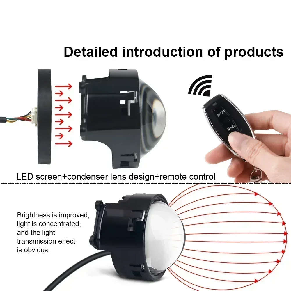 New 3-inch Devil\'s Eye LED Cool Dynamic LED Car Headlight control Eyes Retrofit Kits with remote control Assembly Cars Accessory