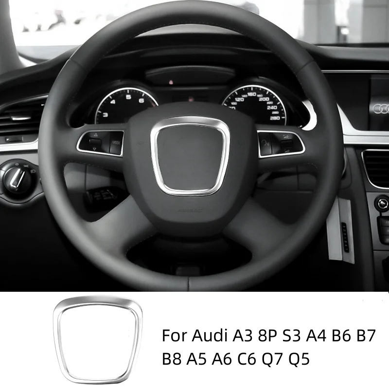 Chrome Plated Car Steering Wheel Frame Decorative Sleeve Replacement Parts For Audi A3 8P S3 A4 B6 B7 B8 A5 A6 C6 Q7 Q5