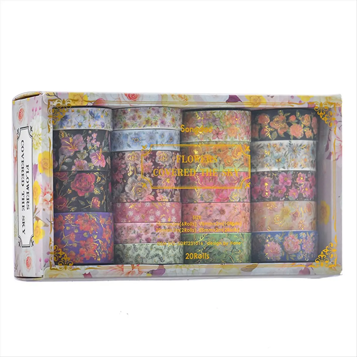 AA83 20 Rolls Washi Tapes Flowers Journaling Materials Masking Tape School Supplies Stationery Scrapbooking Decorative Tape B