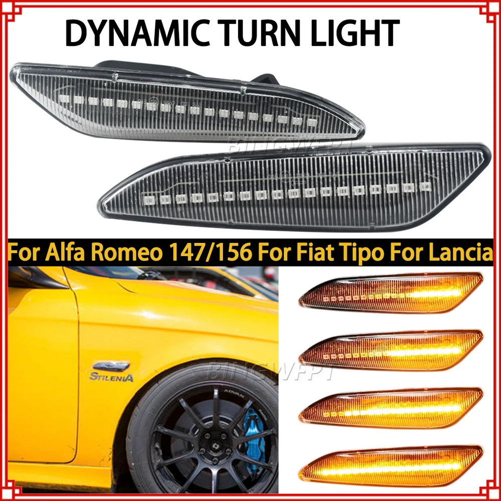 NEW Sequential Flashing Lights LED Turn Signal Side Marker Light For Alfa Romeo 147 156 Fiat Egea Tipo Lancia Delta Ypsilon 3