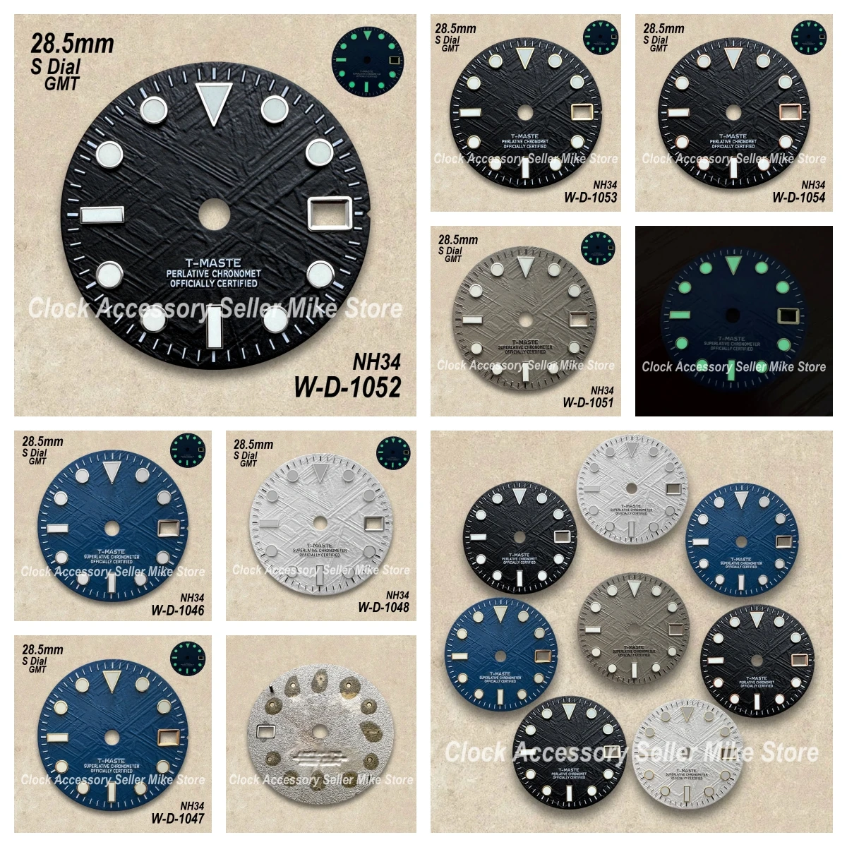 

28.5mm S Logo GMT High Quality Meteorite Dial Fit NH34 Japan Movement Green Luminous Watch Modification Accessories