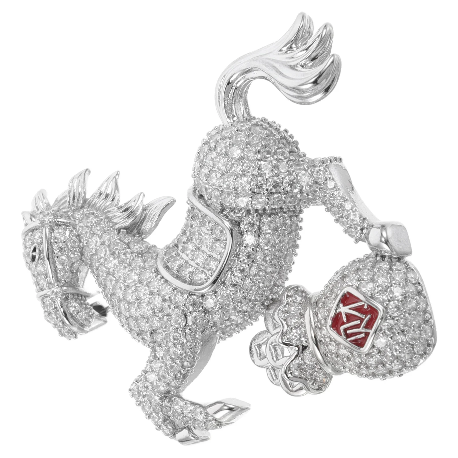 

Full Rhinestone Horse Brooch Pin Zodiac Money Bag Alloy Jewelry For Women, Vintage Dress Scarf Lapel Pin, Year Of The Horse