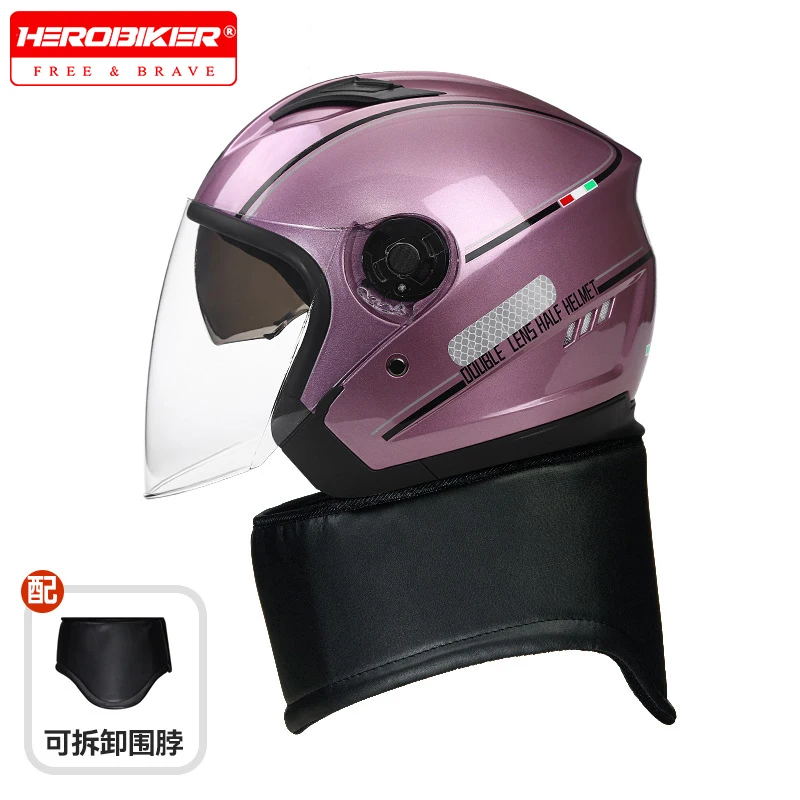 

Мотоциклетный шлем унисекс, дышащий электрический велосипедный шлем, всесезонный шлем с двумя линзами, спортивный шлем на открытом воздухе со съемной шеей