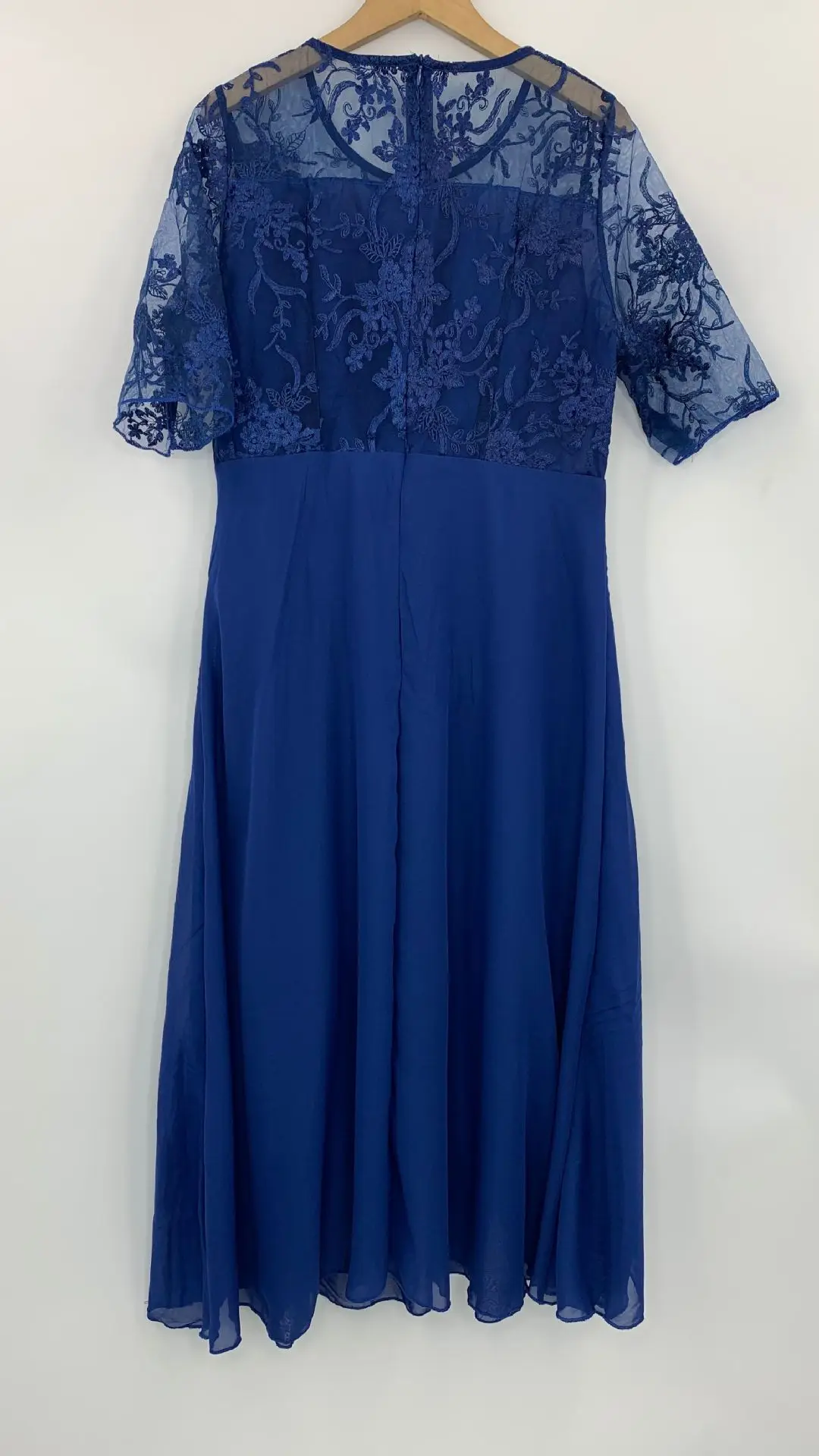 Elegant Short Sleeves Chiffon Lace Mother of Bride Dress