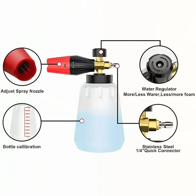 High Pressure PA Foam Cannon  Adjustable Foam sprayer Snow Foam Gun Car Washing Accessories Cleaning Kit for Pressure Washers view 4