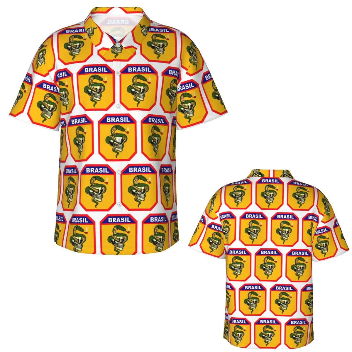 The Smoking Snake Brazilian Expeditionary Force Pacht Hawaiian Shirts Men Short Sleeve Shirt for Summer Beach Men's Lapel Tops
