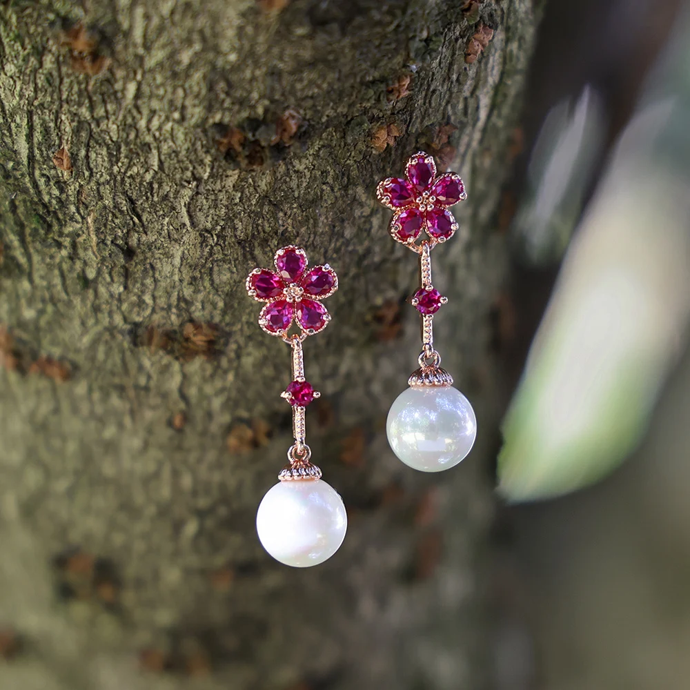 

Fashionable and elegant earrings AAAA9-10mm natural Japanese white pearl earrings 925s