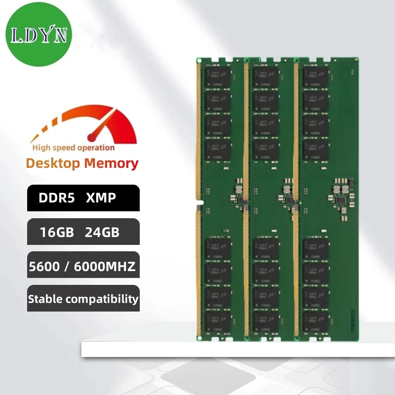 DDR5 RAM 16GB 24GB 5600MH 6000MHz, DRAM 288Pin UDIMM Desktop Memory, High Performance Gaming Memory for XMP