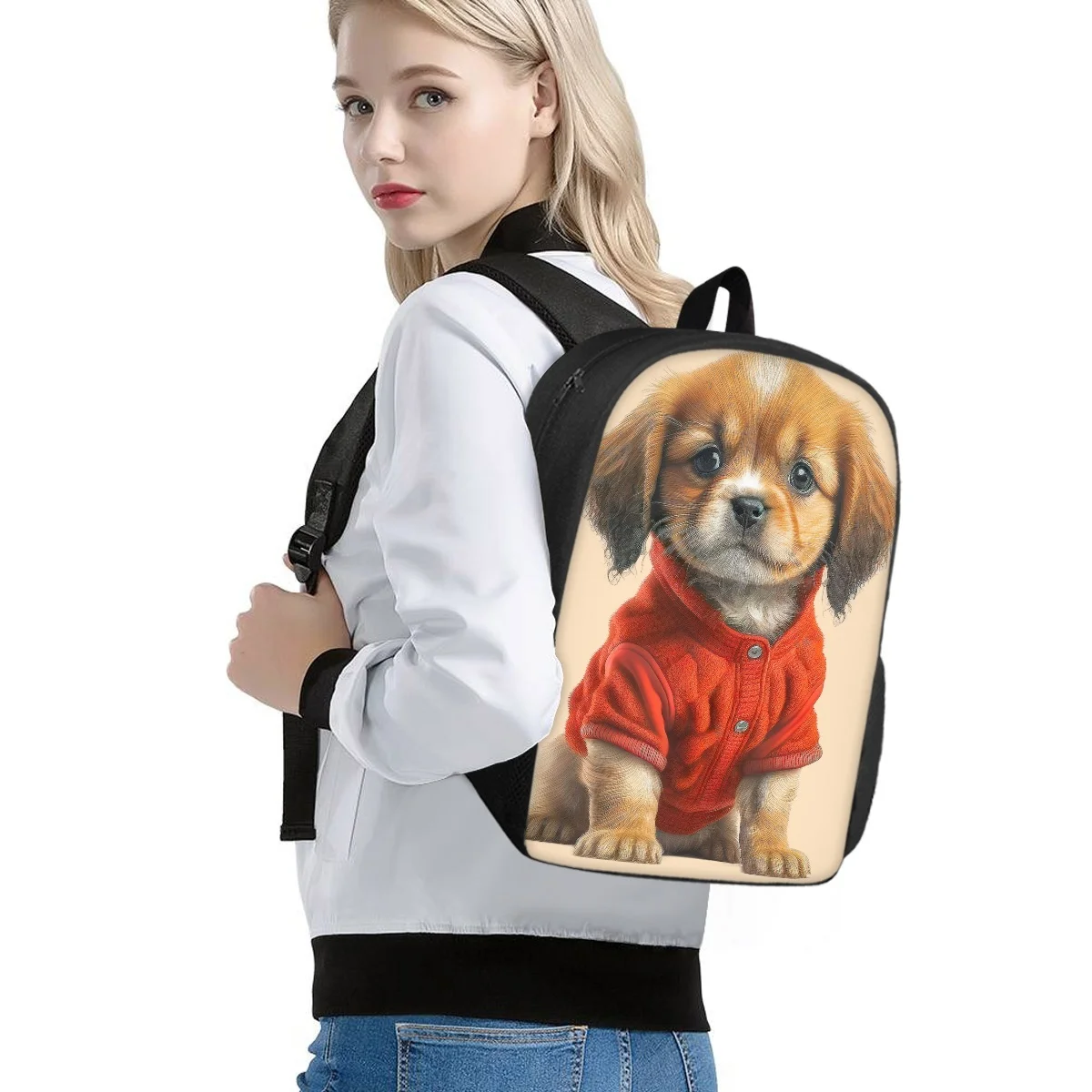 15inch School Backpack For Teenager Student Cute Dog 3D Print School Bags Boys Gilrs Back Pack Bookbag Kids Schoolbags Rucksack