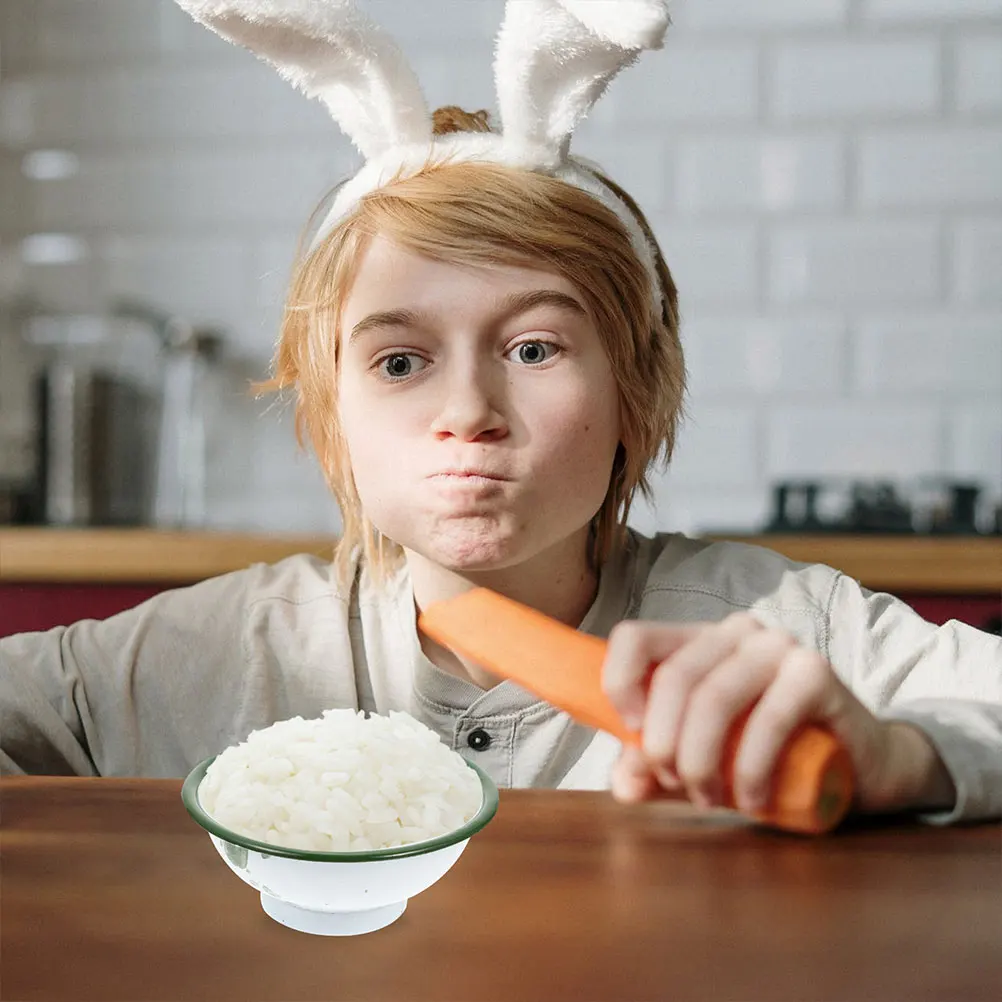 

6Pcs Red Enamel Bowls Multipurpose Large Capacity Soup Rice Mixing Fruit Bowls Vintage Kitchenware Enamel Bowl