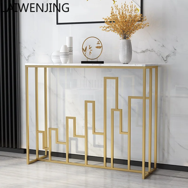 HLZ New Chinese Style Marble Entryway Table Wall-Mounted Narrow Table Long Modern Simple Entryway Console