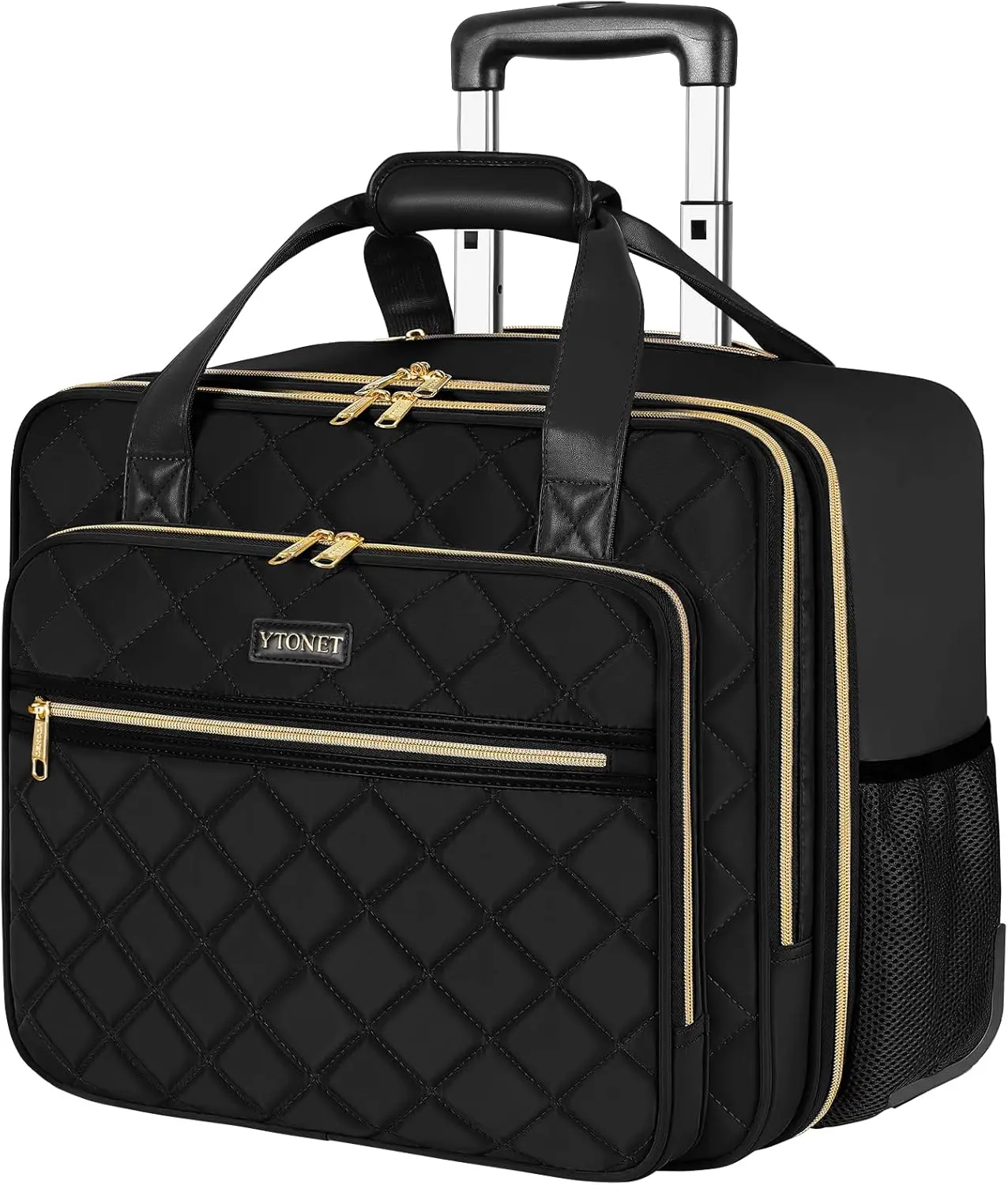 

Сумка-чемодан для ноутбука 17,3 дюйма на колесиках для женщин, дорожный компьютерный кейс для работы, учебы и бизнеса, черный