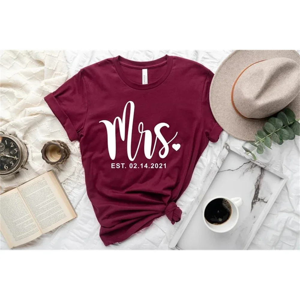 Party Gift Shirts T-shirt  Mr and Mrs Mr and Honeymoon Wedding Wife And Hubs Just Bridal