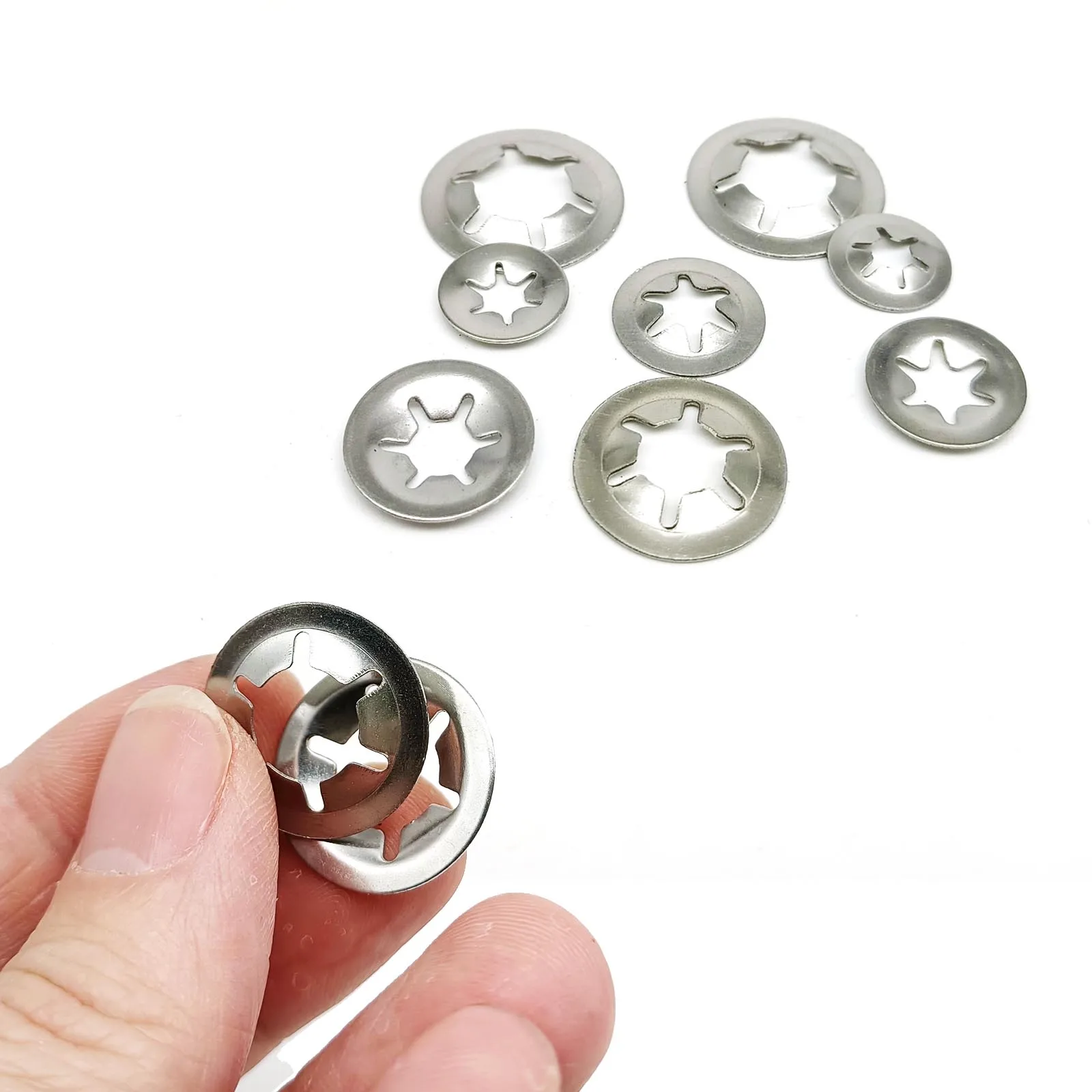 350pcs M2.5-M10 External Circlip Self-Locking Retaining Clip Push On Shaft Bearing Snap Ring Washer Kit Set 304 Stainless Steel