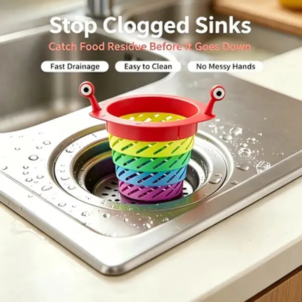 Silicone Sink Filter,Foldable Kitchen Food Filter Basket,Expandable Sink Drainage Device,With Handles Fit Most Sink Sizes Easily