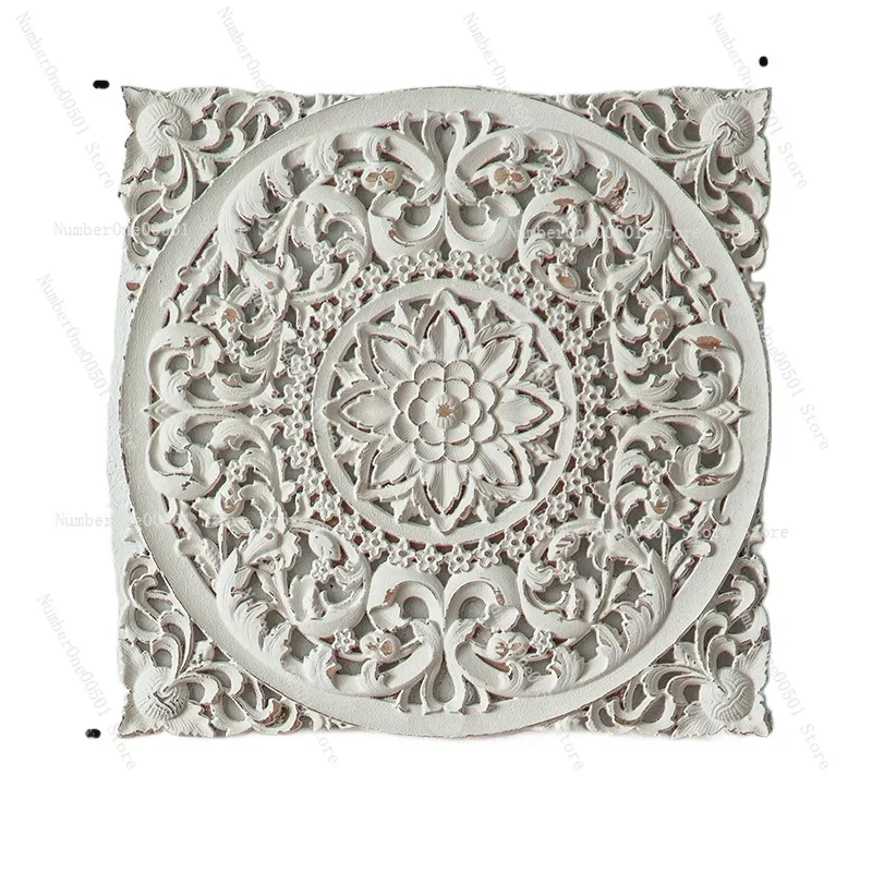 Vintage Wall Panel Antique Hollow Carved Floral Wall Art for Living Room Dining Room Distressed 3D Relief Background Decor