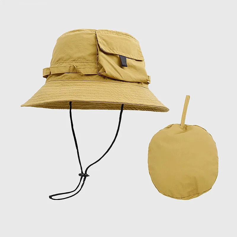 Outdoor Cargo Pocket Fisherman Hat for Men Women Summer Quick Dry Sun Protection Foldable Bucket Hat