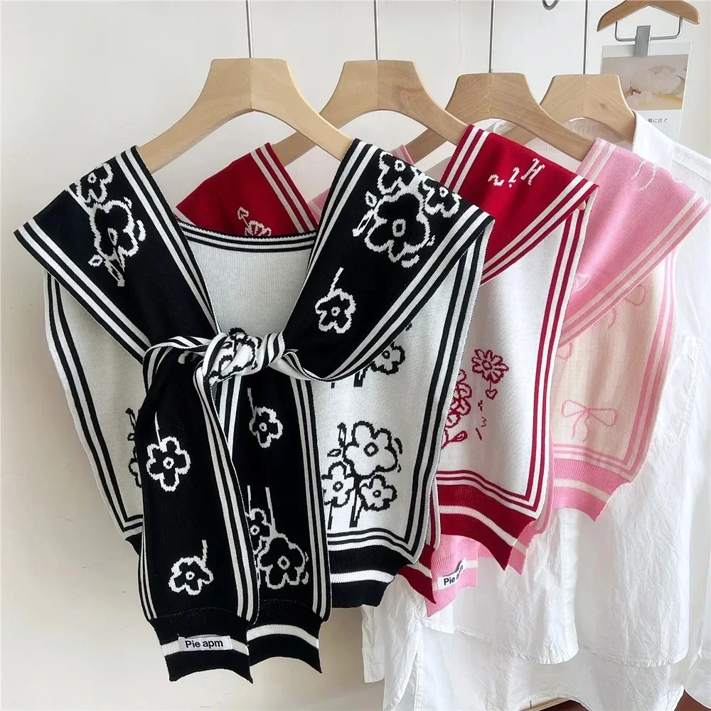 Poncho Cloak Korean Air-conditioned Rooms Knitted Shawl Women's Spring and Autumn Knitted Cross Shawl Fashion Wrap Solid Scarf