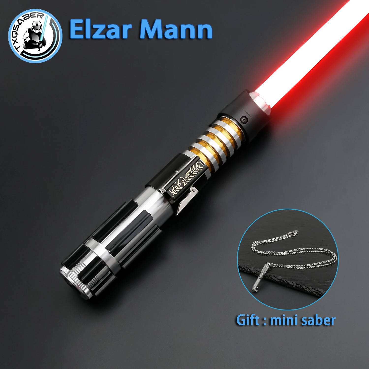 Elzar Mann TXQSTUDIO RGB NoePixel Sword Smooth Swing Metal Hilt lightsaber Bluetooth Control Colors Change Cosplay FOC