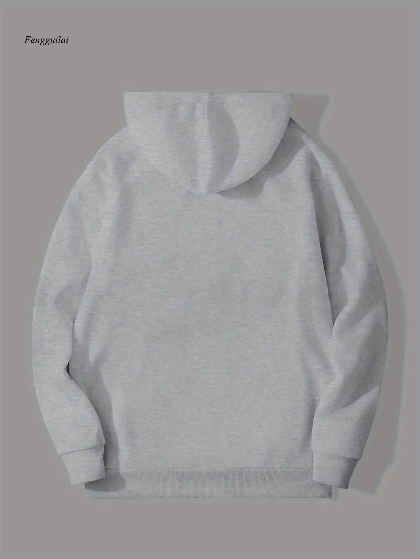 Moletom cinza com estampa de gazela saltando e tulipas vermelhas – bolso no peito com script tipo árabe, pulôver quente de inverno solto e ajuste