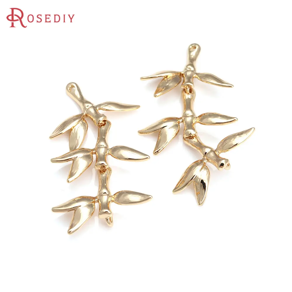 18K Gold Color Brass Bamboo Charms Pendants High Quality Diy Jewelry Making Supplies Necklace Earrings Accessories for Women