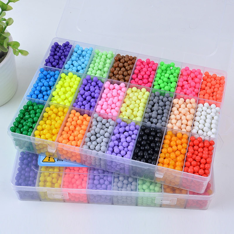 12000pcs 30 Colors Refill Beads Puzzle Crystal DIY Water Spray Beads Set Ball Games 3D Handmade Magic Toys For Children