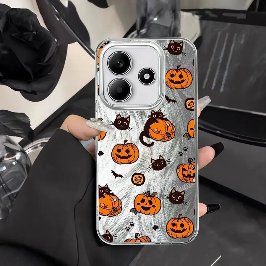 Fashionable Halloween Pumpkin Cat Phone Case for Xiaomi Redmi Note 13 14 Pro Plus 12S 14S 11 12 Pro 11S Black Soft Shell