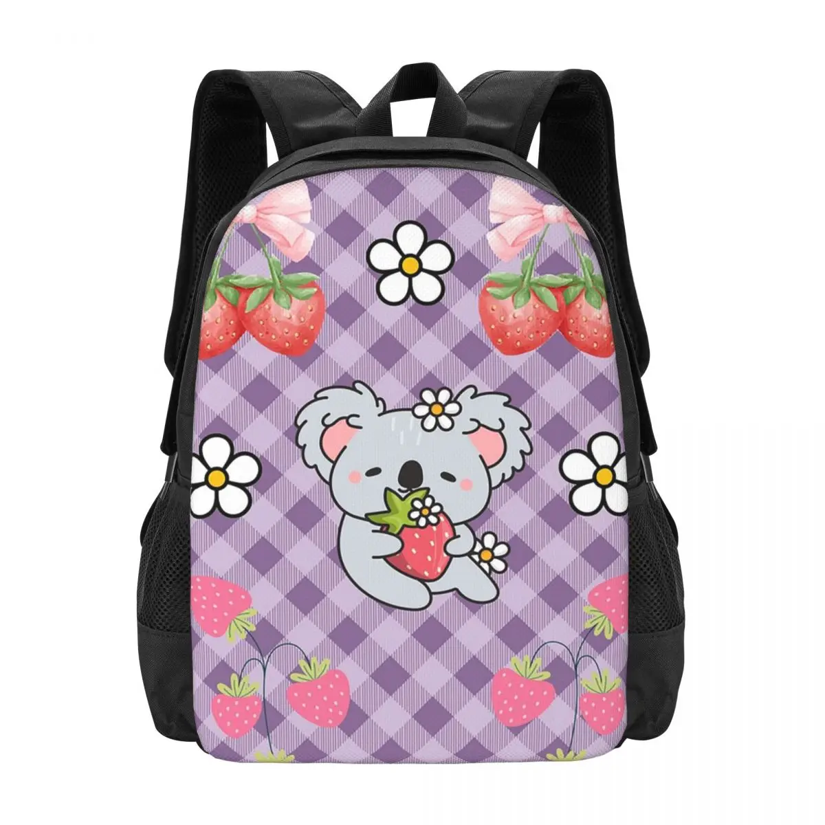 Strawberry Patch Koala Backpack Hot Sale Daypack Large Capacity Boys Girls BookBag School Bag Shoulder Bags for Men Women