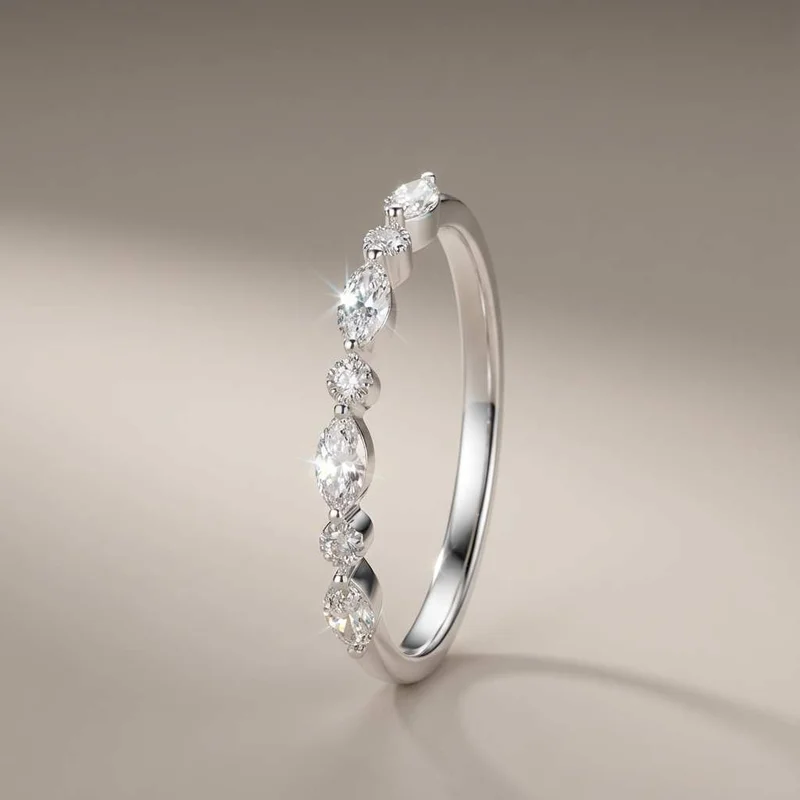 Women's 925 Sterling Silver Marquise Stackable Ring