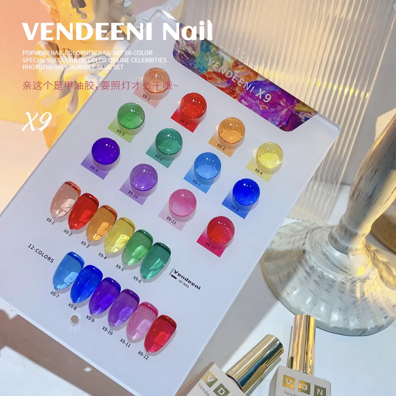 Vendeeni-ネイルジェルセット,12色,無毒,UV,サロン,アートキット,カスタム,卸売り,特別オファー,新品,2024