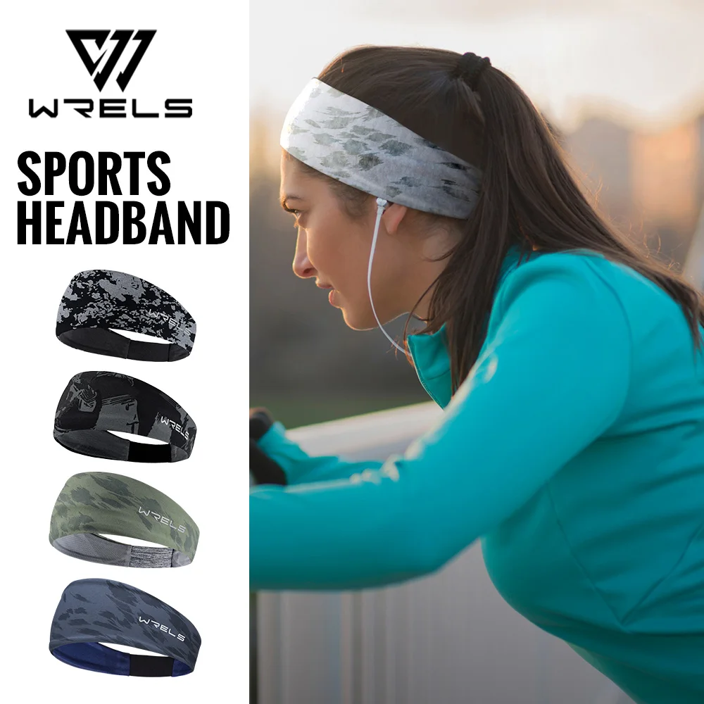 WRELS Headbands for Men Women Sports Sweatband Moisture Wicking Breathable Elastic Hairband Running Yoga Fitness Head Band