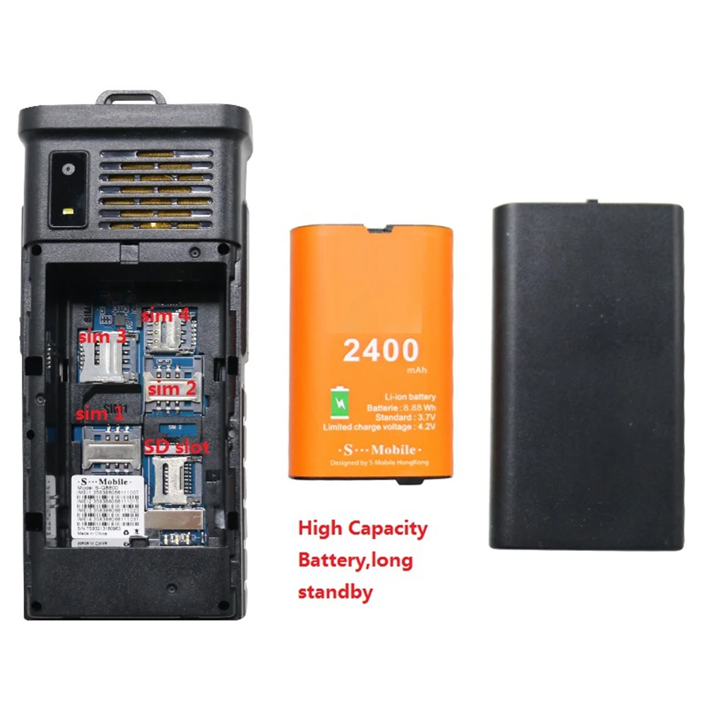 HLES Rugged Outdoor Mobile Phone Big Power Long Standby Antenna Good Signal Four Sim Cards 3D Box Speaker Ebook -Dark Blue