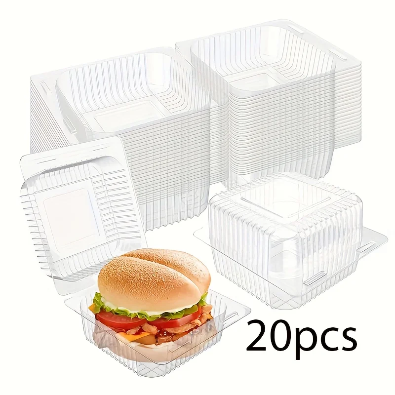 

20pcs Transparent Food Container Box West Point Plastic Box Disposable Fruit Cake Storage For Bakery Party Wedding Birthday