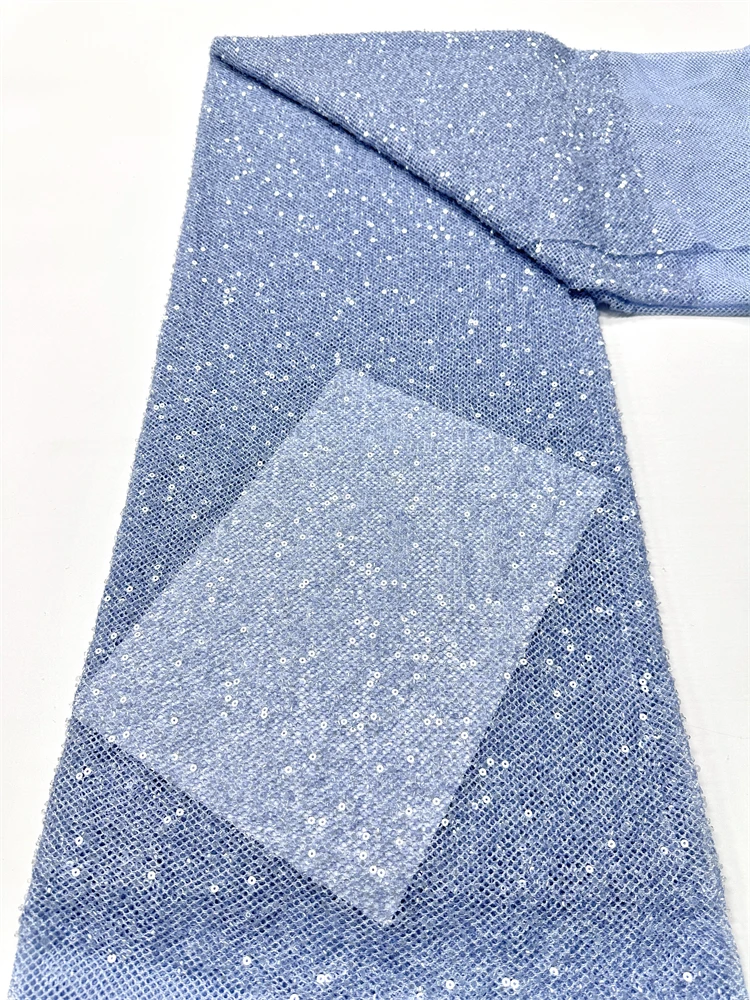 Nuevo diseño de moda África patrón artístico nigeriano bordado hecho a mano lentejuelas gran oferta cuentas francesas encaje de tul para vestido de fiesta