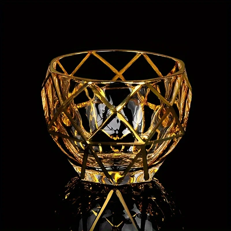 Whiskey Glass Gold Line Wine Whisky Glasses Golden Painted Crystal Barware Multi-function Beer Cocktail Home Water Coffee Cup