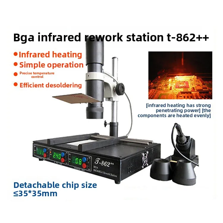 Repair Table T862 ++ Smartphone Chip Dismantling and Welding Repair, Top Infrared Light + Preheating Chassis Heating