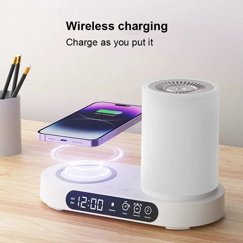 

Multifunctional Clock Alarm Clock Charger Humidifier Diffuser Smart RGB Night Light Caixa De Som Wireless Bluetooth Speaker