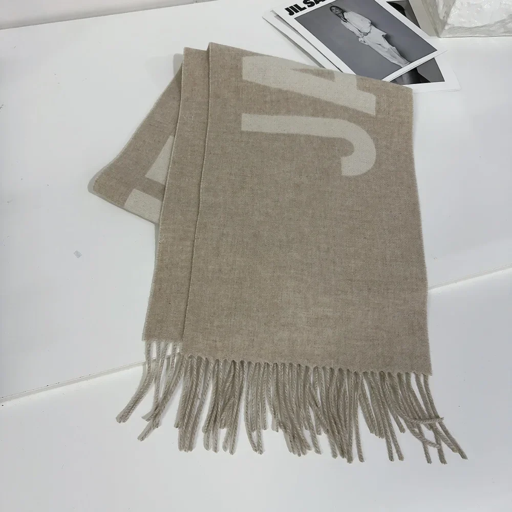 

2024 Winter New Women's Scarf Letter Jacquard Fashion Tassel Men's and Women's Same Style Scarf Thickened Warm Outer Coat Shawl