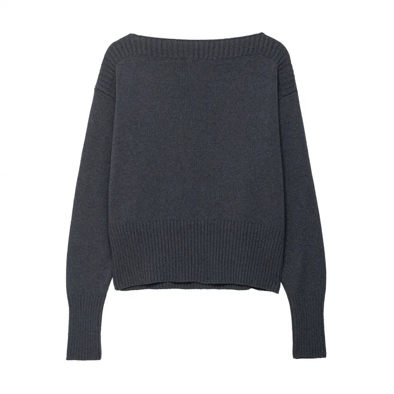 패셔너블한 니트 스웨터 원숄더 디자인 가을 신상 여성 의류 편안한 루즈핏 롱...