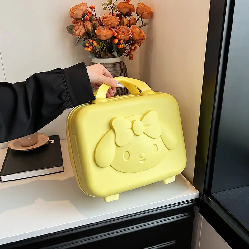 Sanrio Cute Cartoon Suitcase Portable Cosmetic Case 2024 New Anime Melody Boarding Storage Bags Korean Version Hand Bag Gift