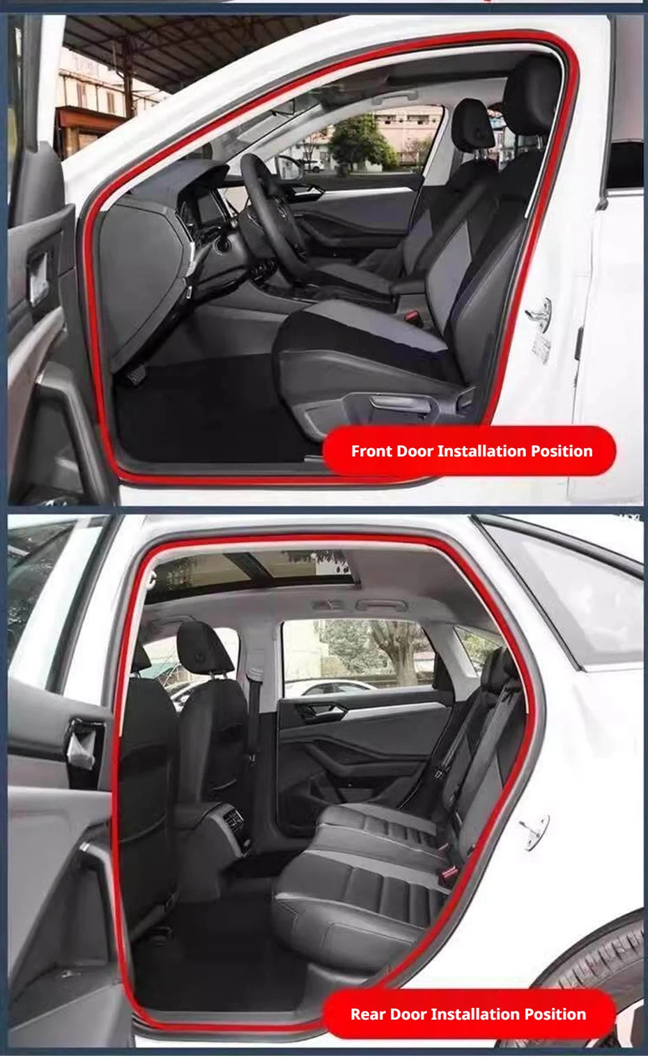 SEAMETAL Gummi-Autotürdichtungsstreifen, 3-lagig, verdickt, Schalldämmung, staubdichter Schutzstreifen, für Autotür, Motorhaube, Kofferraum, Wetterschutzleiste – Detail 12