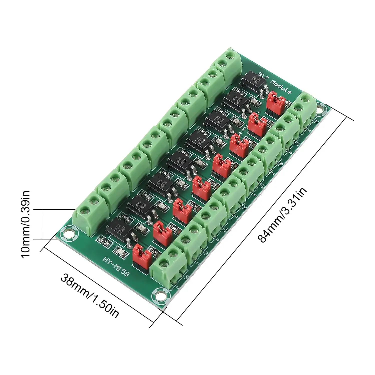 2 Stück PC817 8-Kanal-Optokoppler-Isolationsplatine Spannungswandlermodul 3,6–30 V fotoelektrisch isoliertes Modul