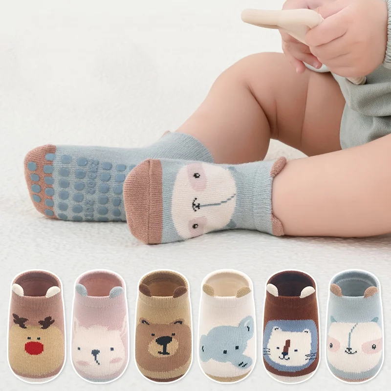 Newborn Baby Autumn Casual Infant\'s Home Anti Slip Cotton Toddler Cartoon Floor Socks