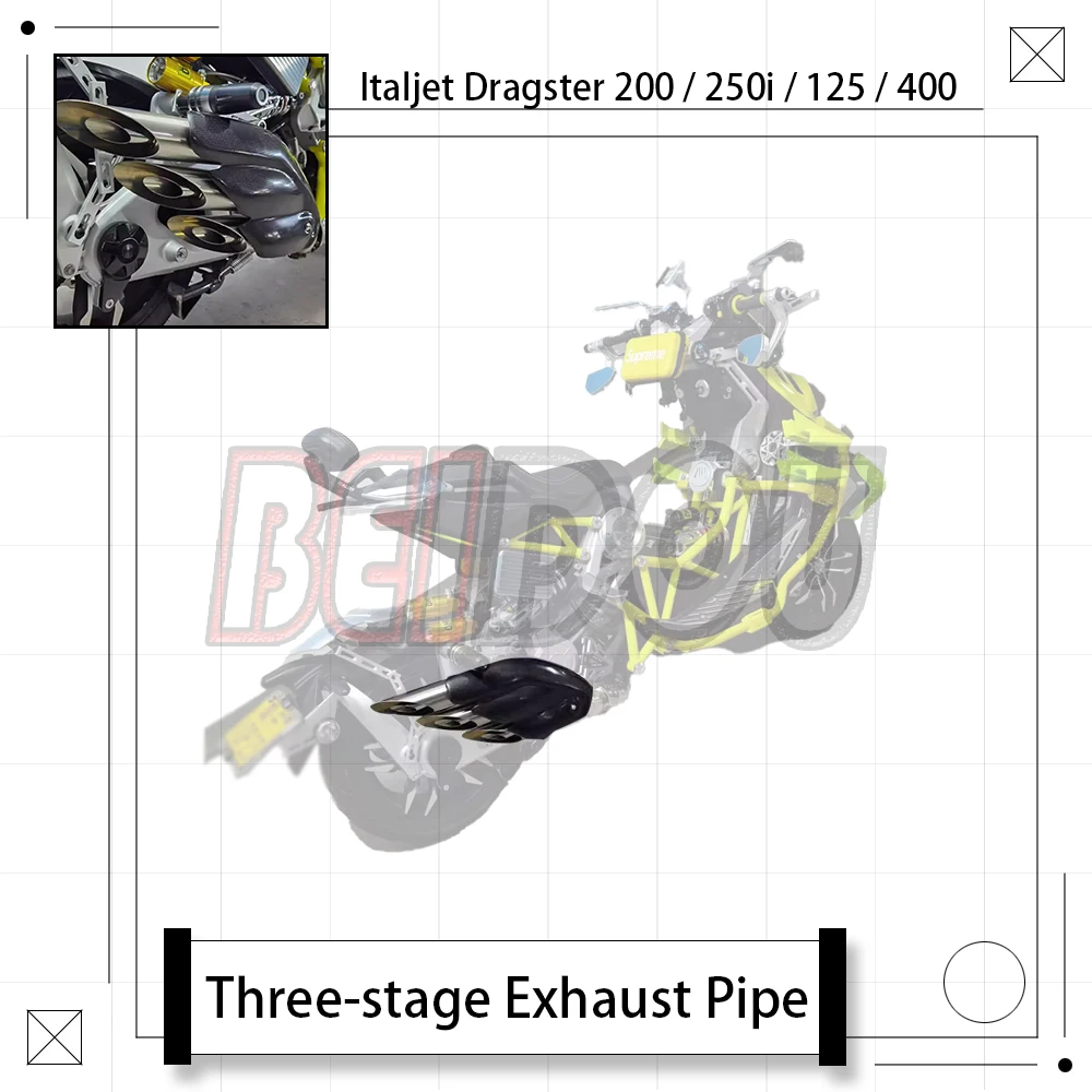 

Для Italjet Dragster 200/250i/125/400 модификация мотоцикла полный выхлоп с настоящим углеродным волокном и тройным выхлопом