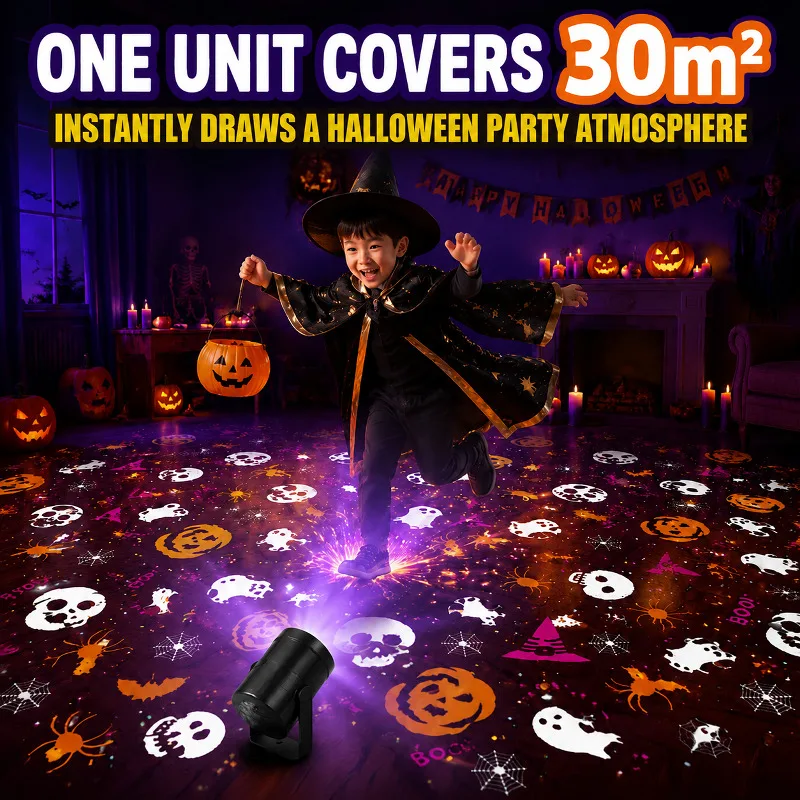 Halloween Pumpkin Skull Projector Lamp Atmosphere LED Light For Holiday Party Indoor Outdoor Home Yard Spooky Scene Decoration