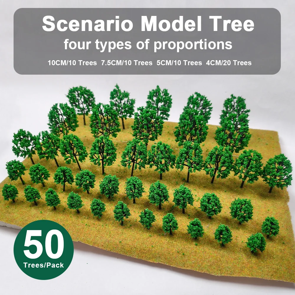 30/50 Stück Miniatur-Bäume, Modell-Simulation, grüne Pflanzen für DIY-Modellbau/Dioramen/Mikrolandschaften/Eisenbahnlandschaften/Dekoration
