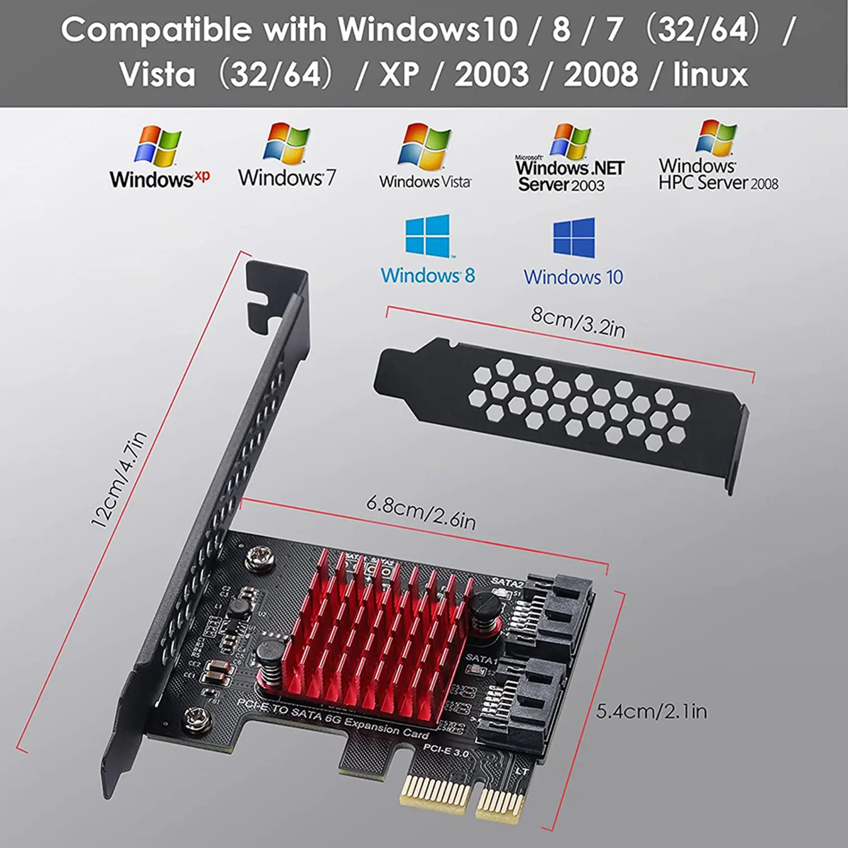 PCIe на 2 порта SATA 3,0 6 Гбит/с адаптер SSD PCI-E PCI Express X1 плата контроллера, плата расширения с поддержкой X4 X6 X8 X16