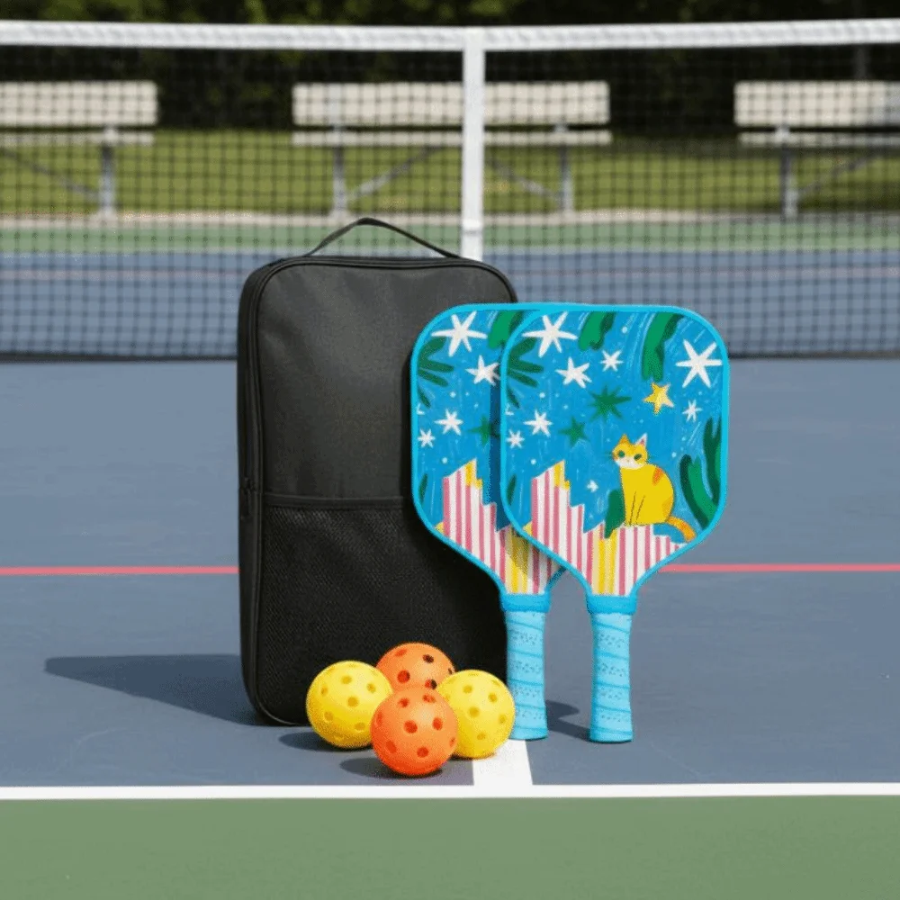 Juego de Pickleball para niños de dibujos animados portátil con bolsa de transporte raquetas de Pickleball para niños juego de juego de Pickleball Universal de 4 bolas